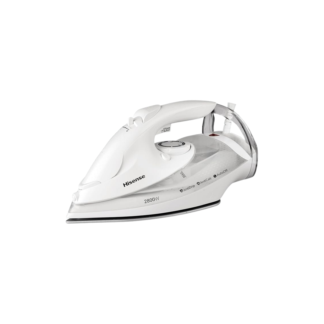 مكواة بخار هايسنس H28SIWES1 – 2800 W مع Anti‑Calc + Anti‑Drip + Auto Shut‑off + نعل سيراميك + Self‑Clean