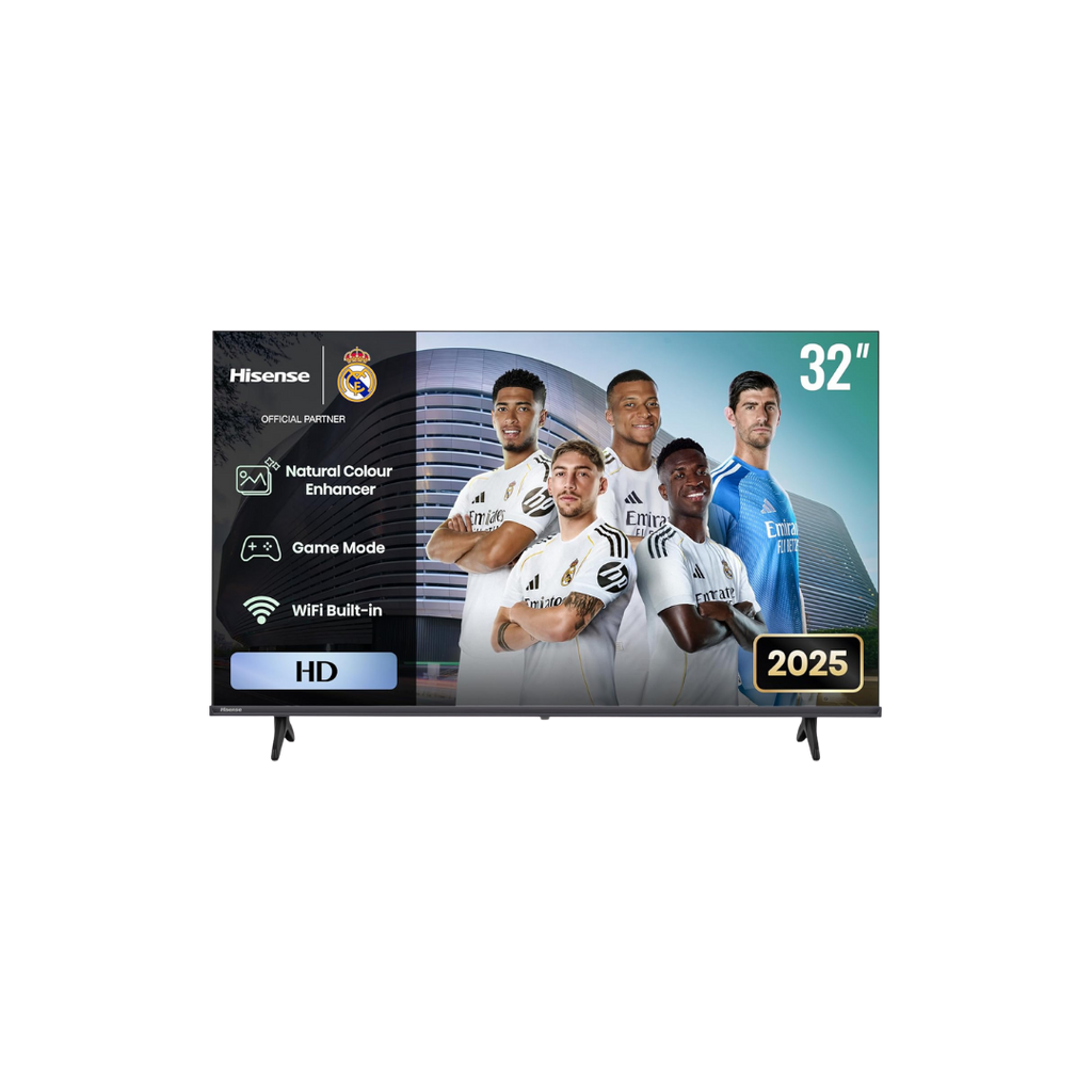 تلفزيون Hisense 32A4Q  تلفزيون ذكي بحجم 32 إنج من شركة Hisense، مناسب للغرف الصغيرة والمكاتب، ويشتغل بنظام VIDAA Smart TV مع دعم التطبيقات والواي فاي. يتميز بصورة HD وصوت Dolby Audio مع وضع ألعاب لتقليل التأخير أثناء اللعب.