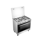 طباخ غاز هايسنس HFG90335RX 90×60 – Gas Cooker / Cast Iron / إشعال يدوي مزدوج / Rotisserie / Fan 90
