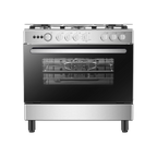 طباخ غاز هايسنس HFG90335RX 90×60 – Gas Cooker / Cast Iron / إشعال يدوي مزدوج / Rotisserie / Fan 90