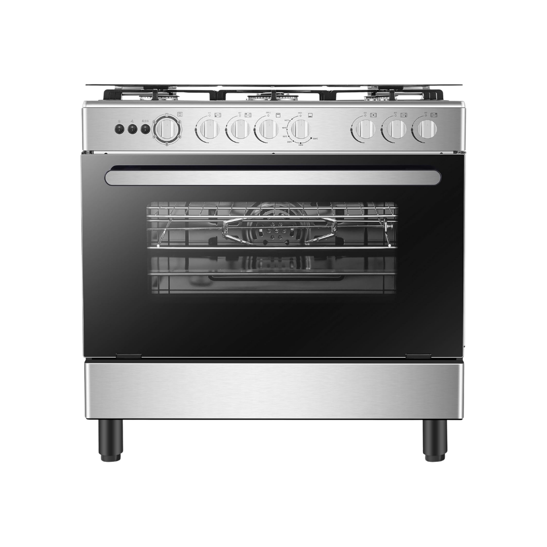 طباخ غاز هايسنس HFG90335RX 90×60 – Gas Cooker / Cast Iron / إشعال يدوي مزدوج / Rotisserie / Fan 90
