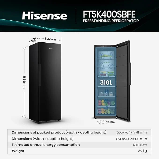 مجمدة هايسنس FT5K400SBFE عامودي – 11 قدم (أسود / إنفرتر / تحويل ثلاجة)