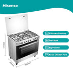 طباخ غاز هايسنس HFG90335RX 90×60 – Gas Cooker / Cast Iron / إشعال يدوي مزدوج / Rotisserie / Fan 90