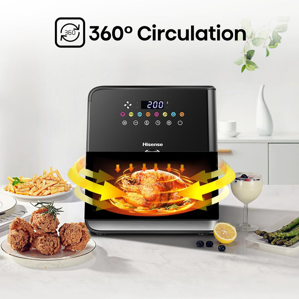 قلاية هوائية هايسنس H09AFBKS4S Black – Touch Control / 360° Air Circulation / نافذة شفافة / سعة 8 لتر
