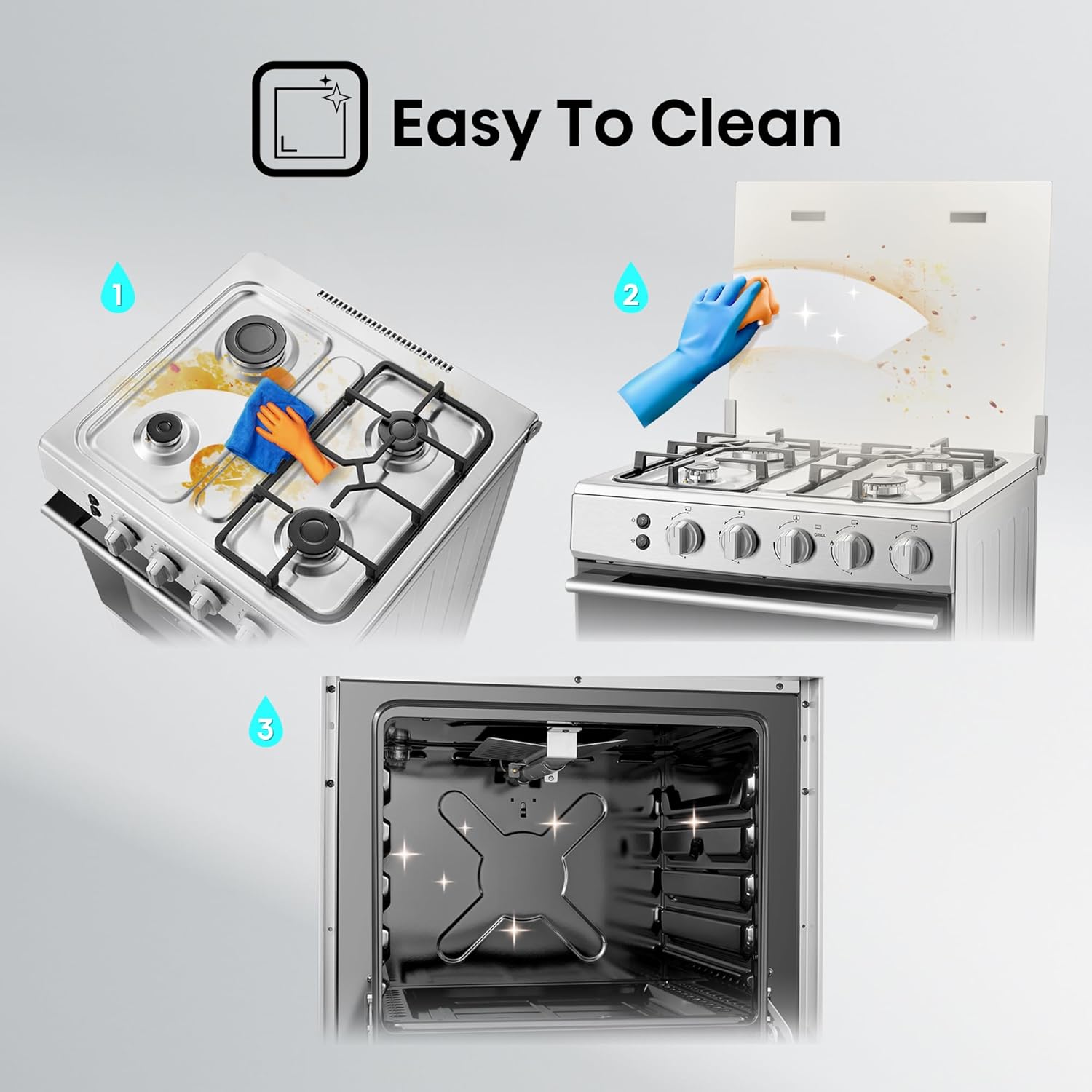 طباخ غاز هايسنس HFG60121X 60×60 – Gas Cooker / Cast Iron / إشعال يدوي مزدوج