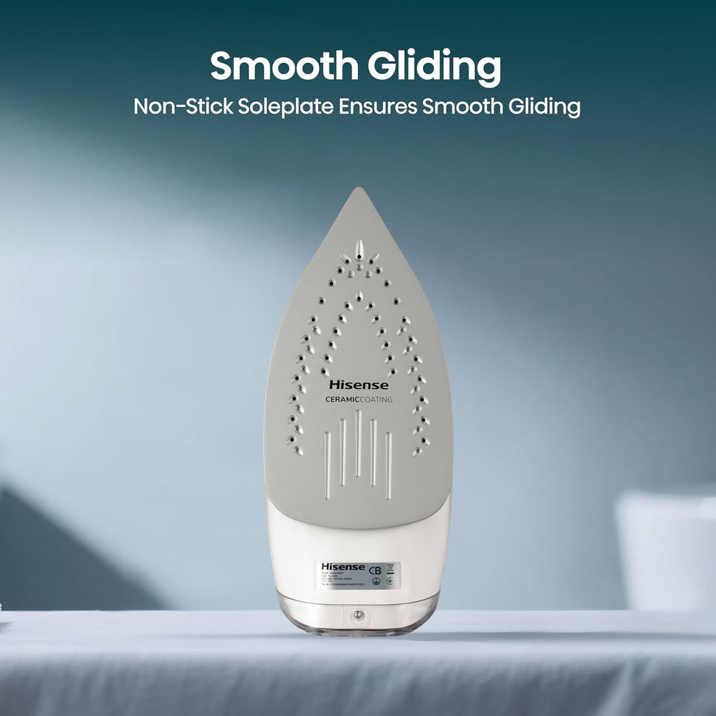 مكواة بخار هايسنس H28SIWES1 – 2800 W مع Anti‑Calc + Anti‑Drip + Auto Shut‑off + نعل سيراميك + Self‑Clean