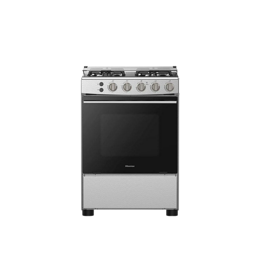 طباخ الغاز Hisense HFG60121X من هايـسنس هو جهاز مطبخ قائم (Freestanding) يجمع بين الفرن و4 عيون غاز، ومصمم للاستخدام المنزلي اليومي. يجي بقياس 60 سم وبهيكل ستانلس ستيل يعطيه شكل عملي ومتين داخل المطبخ.