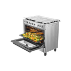طباخ غاز هايسنس HFG90335RX 90×60 – Gas Cooker / Cast Iron / إشعال يدوي مزدوج / Rotisserie / Fan 90