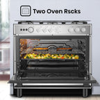 طباخ غاز هايسنس HFG90335RX 90×60 – Gas Cooker / Cast Iron / إشعال يدوي مزدوج / Rotisserie / Fan 90