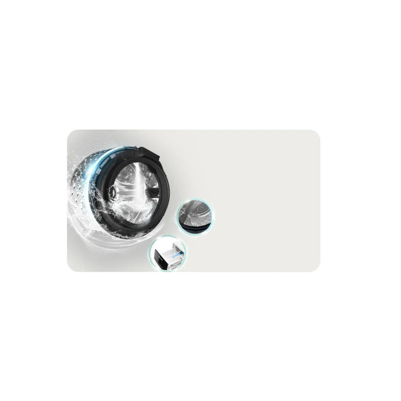 غسالة هايسنس WF3S1243BT تحميل أمامي – 12 كغم (أبيض + تيتانيوم إنفرتر / بخار)