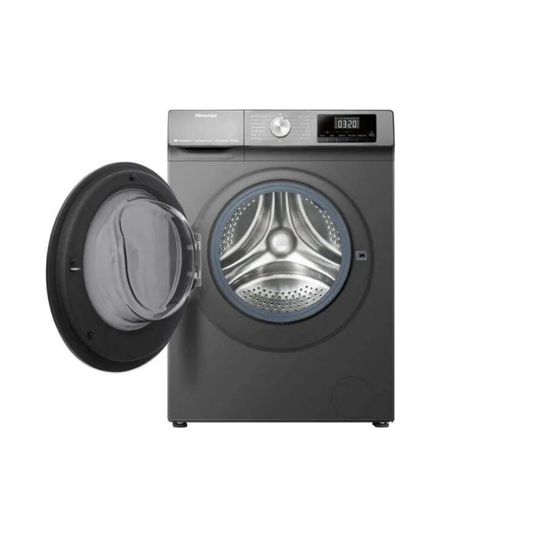 غسالة ملابس مع نشّافة هايسنس WD3S1043BT White + Titanium إنفرتر 10.5 كجم غسيل / 6 كجم تنشيف مع بخار + Wi-Fi (1400 دورة/دقيقة)