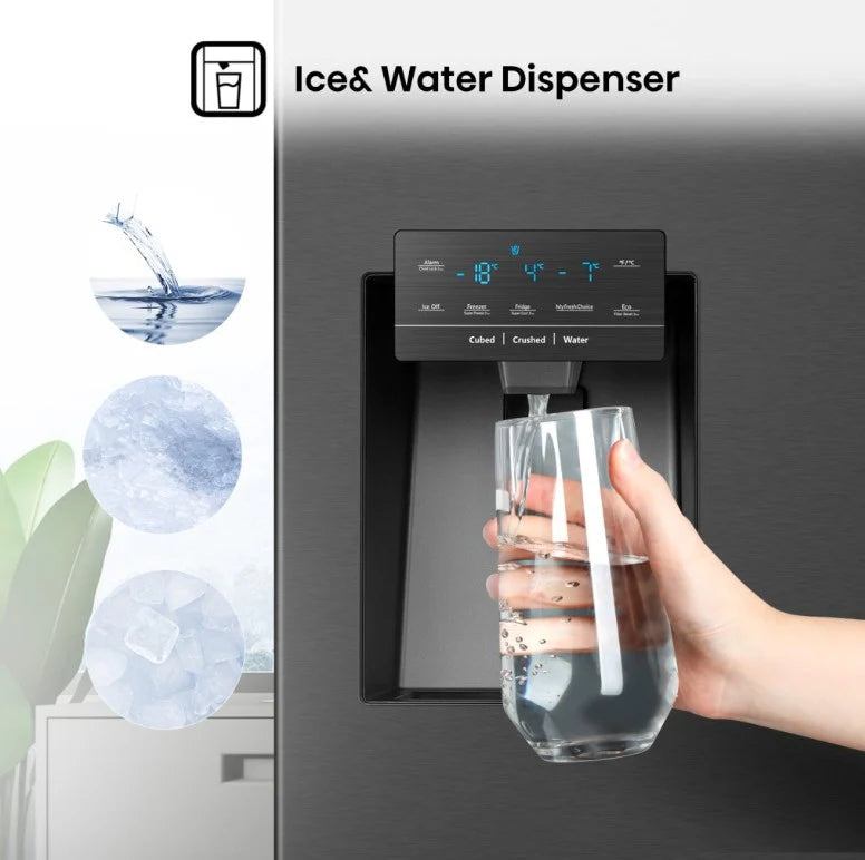 ثلاجة هايسنس RQ759N4IBU1 فرنش 4 أبواب – 27 قدم (أسود ذكي / إنفرتر / صانعة ثلج)