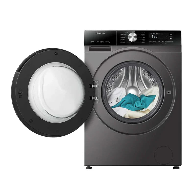 غسالة هايسنس WF3S1243BT تحميل أمامي – 12 كغم (أبيض + تيتانيوم إنفرتر / بخار)