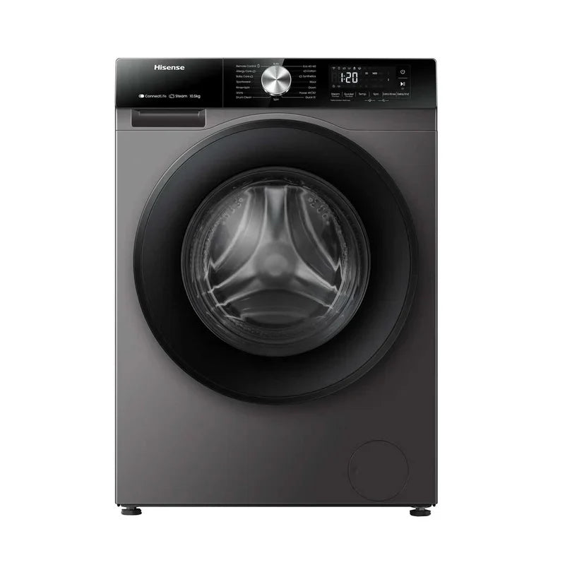 غسالة هايسنس WF3S1243BT تحميل أمامي – 12 كغم (أبيض + تيتانيوم إنفرتر / بخار)